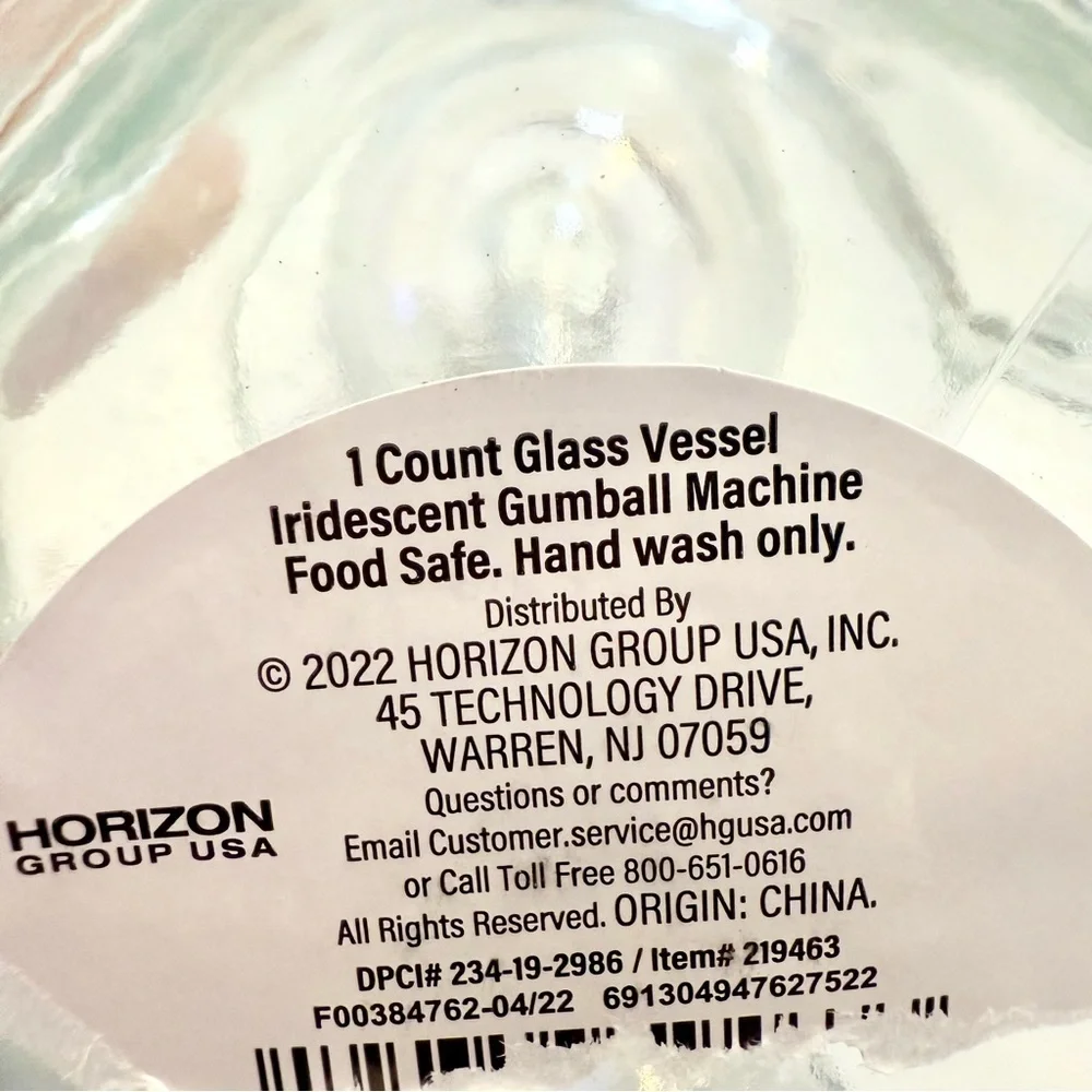 Iridescent Clear Gumball Machine Glass Jar